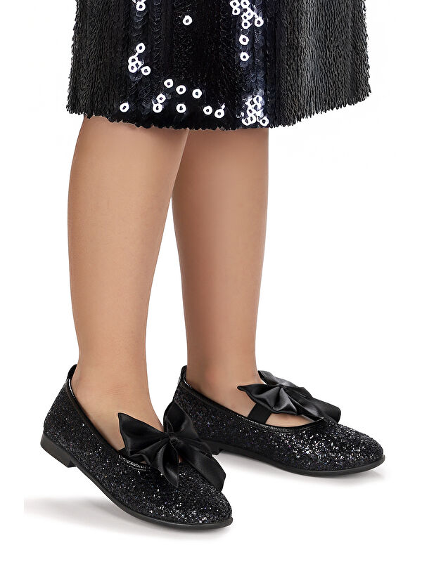 Tari Cam Kırığı Fiyonk Lastikli Kız Çocuk Babet Ayakkabı - Görsel 4