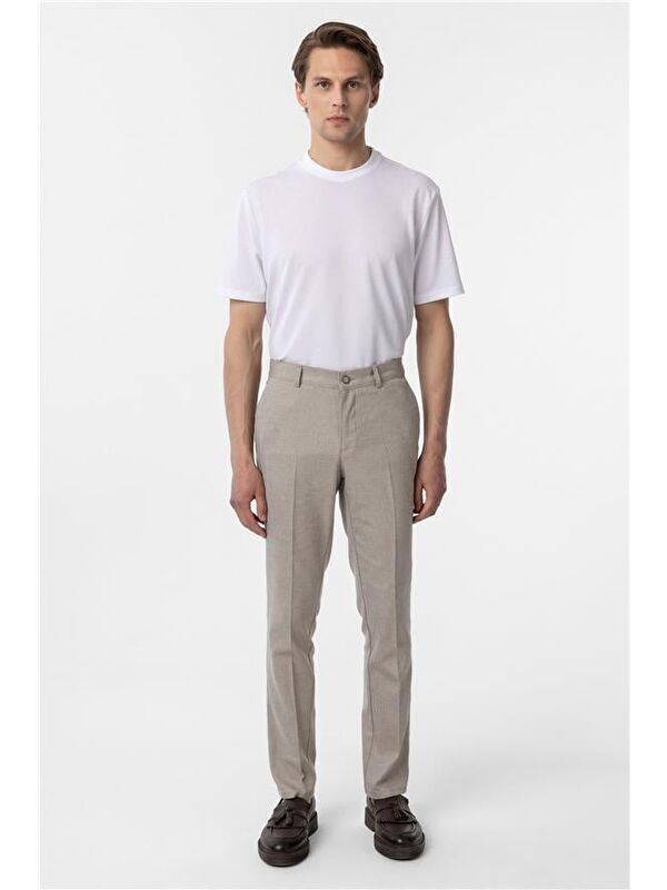 Süvari Bej Regular Armürlü Pantolon