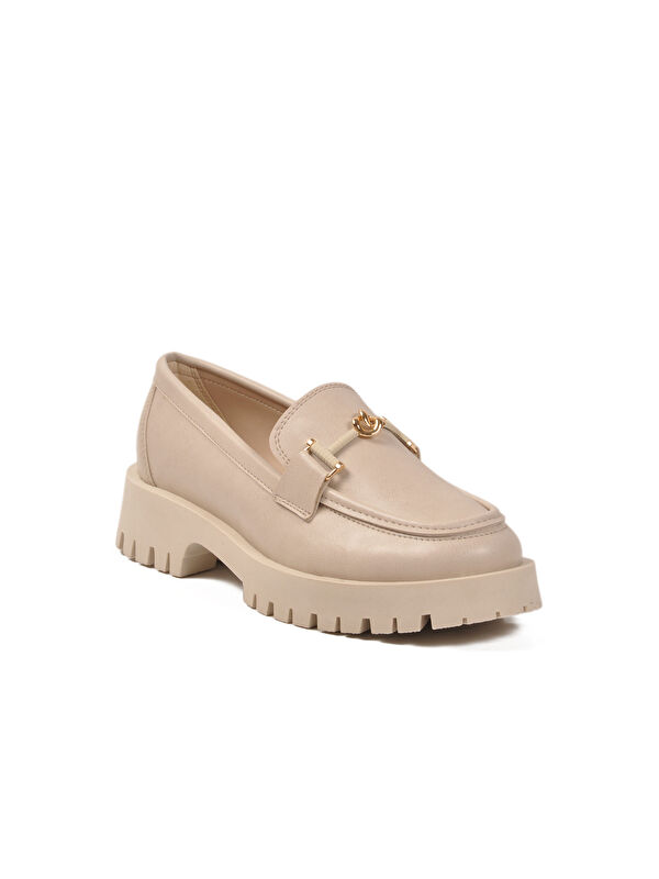 Bej Cilt Kalın Taban Kadın Casual Ayakkabı 547825 Z - Görsel 5