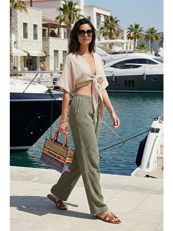 Lela Pamuklu Relaxed Fit Geniş Paça Müslim Kadın Pantolon 668YP5502