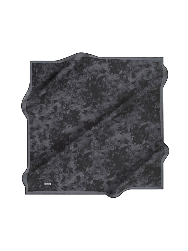 AKER Antrasit 90X90 İpek Krep Saten Eşarp