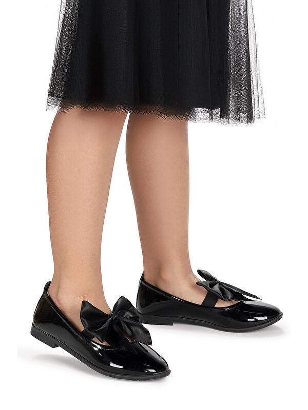 Tari Rugan Fiyonk Lastikli Kız Çocuk Babet Ayakkabı - Görsel 4