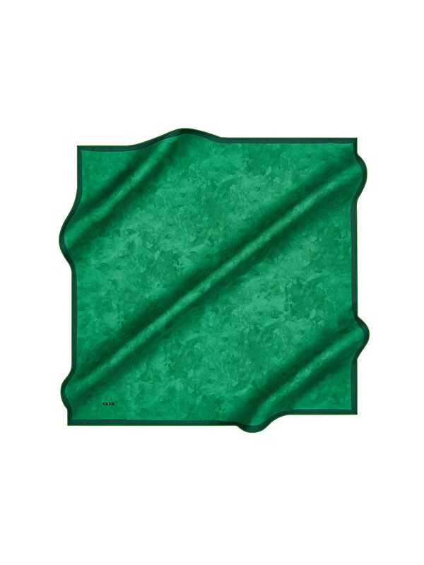 AKER Yeşil 90X90 İpek Krep Saten Eşarp