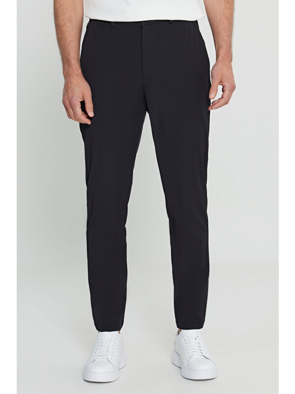 Altınyıldız Classics Erkek Siyah 360 Her Yöne Esneyen Comfort Fit Rahat Kesim Beli Lastikli Casual Pantolon