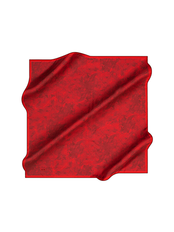 AKER Kırmızı 90X90 İpek Krep Saten Eşarp