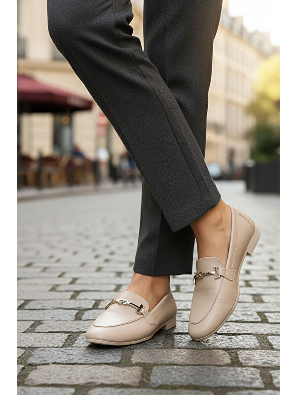 Bej Cilt Hafif Esnek Kadın Casual Ayakkabı 572433 Z - Görsel 2