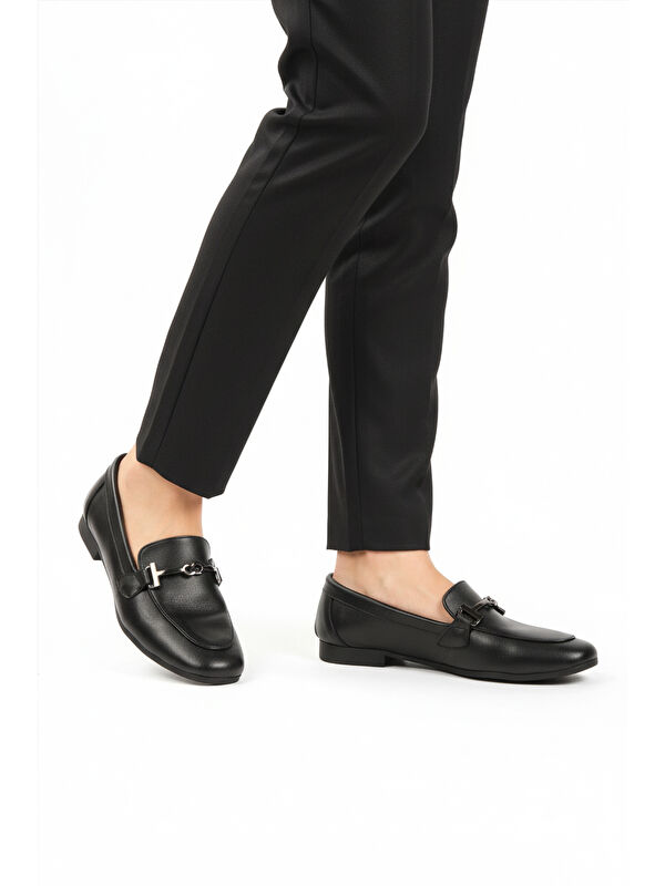 Siyah Cilt Hafif Esnek Kadın Casual Ayakkabı 572433 Z - Görsel 4