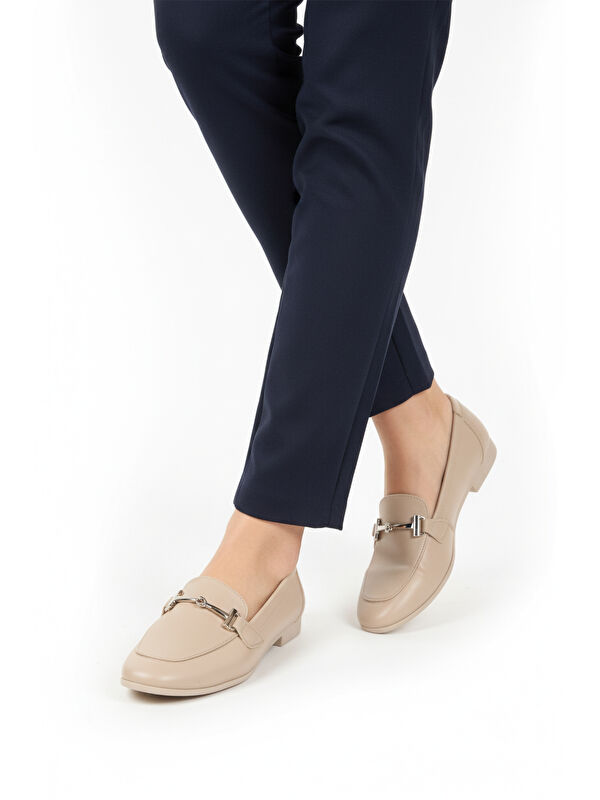 Bej Cilt Hafif Esnek Kadın Casual Ayakkabı 572433 Z - Görsel 3