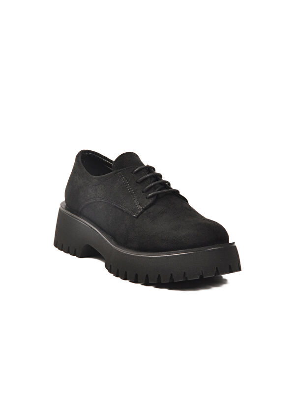 Siyah Süet Kalın Taban Kadın Casual Ayakkabı 572451 Z - Görsel 5