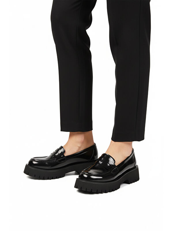 Siyah Rugan Kalın Taban Kadın Casual Ayakkabı 572453 Z - Görsel 4