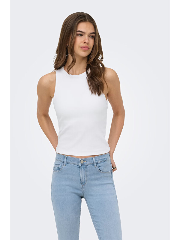 Only Onlval Pamuklu Slim Fit Sıfır Yaka Fitilli Atlet 15381855