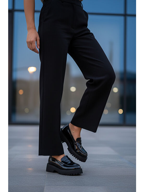 Siyah Rugan Kalın Taban Kadın Casual Ayakkabı 572453 Z - Görsel 5