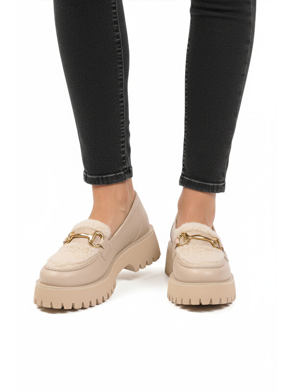 Bej Cilt Kalın Tabanlı Kadın Casual Ayakkabı 572461 Z - Görsel 2