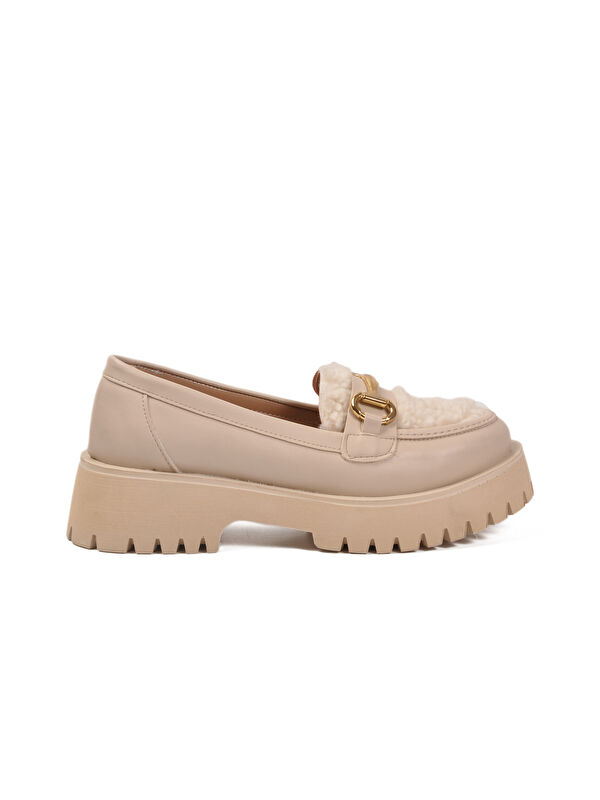 Bej Cilt Kalın Tabanlı Kadın Casual Ayakkabı 572461 Z - Görsel 3