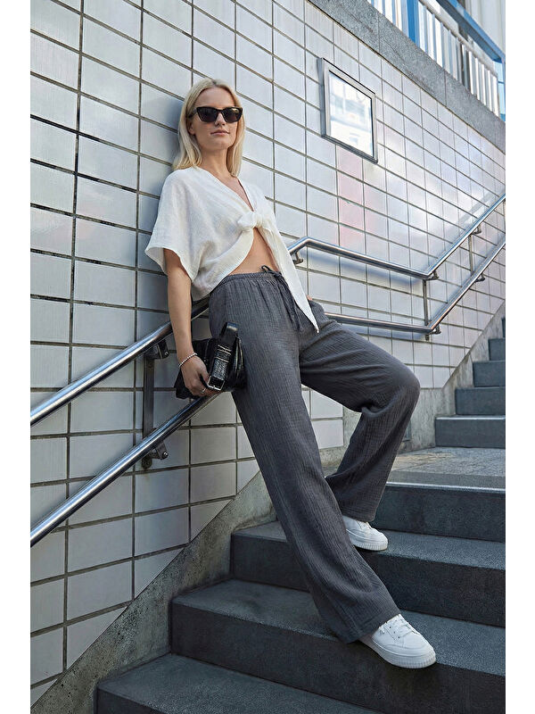 Lela Pamuklu Relaxed Fit Geniş Paça Müslim Kadın Pantolon 668YP5502