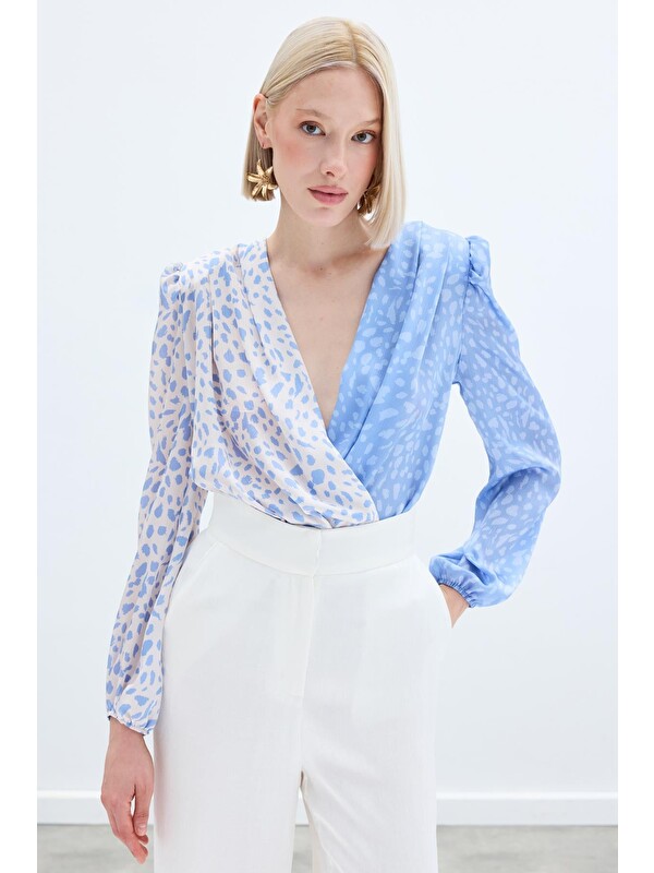SATEEN Kruvaze Desenli Bodysuit - Bebemavİ Ekru