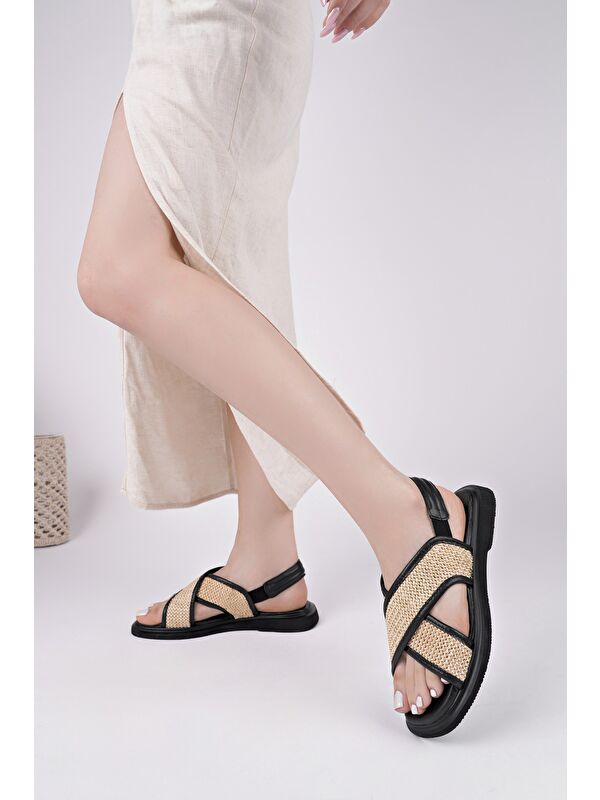 ELİSHA Lastikli Kadın Günlük Hasır Sandalet - Görsel 5