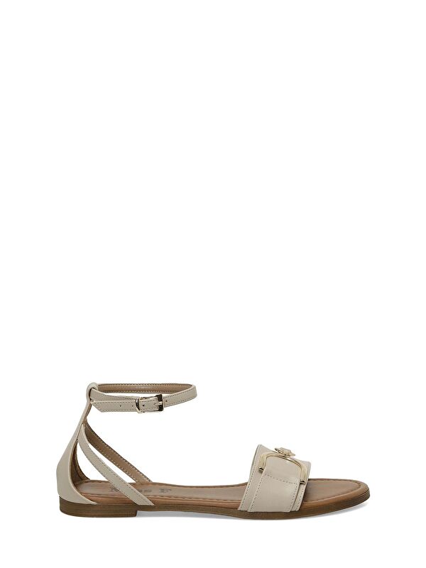 DS24015 4FX Bej Kadın Düz Sandalet - Görsel 3