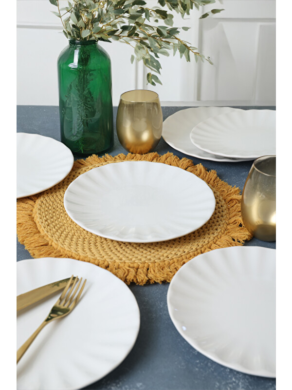 Keramika Beyaz Sirius Pasta Tabağı 22 Cm 6 Adet