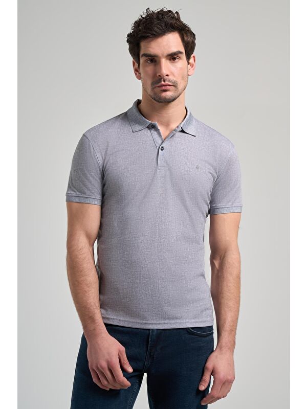 İMZA Füme Kısa Kol Baskılı Pike Polo Yaka Cepsiz Esnek Casual Slim Fit Tişört 1011250151