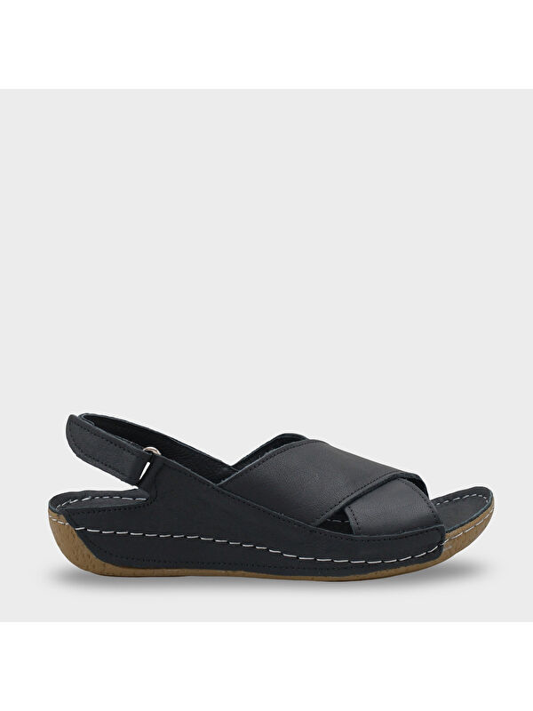 Capone Outfitters Florina Hakiki Deri Soft Konfor Kadın Sandalet
