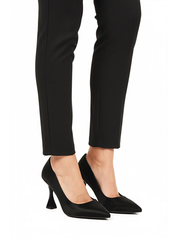 Siyah İnce Uzun Kadın Topuklu Abiye Ayakkabı 665127 Z - Görsel 2