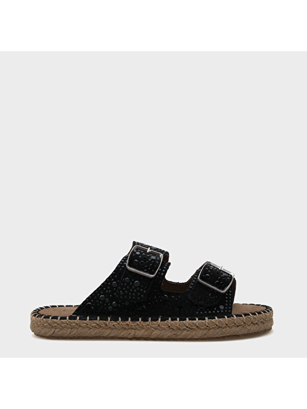 Capone Outfitters Caitlin Çift Bantlı Taşlı Kadın Espadril Terlik