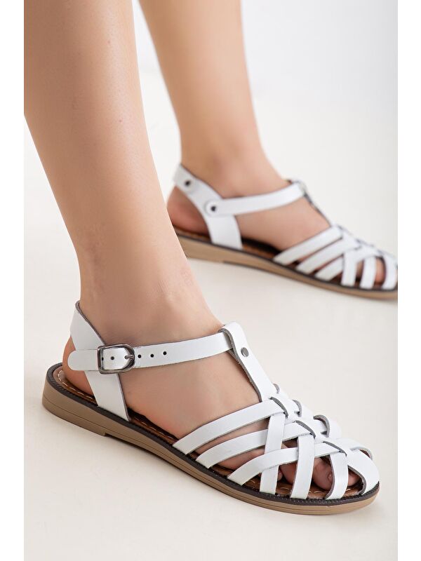 D002 Kadın Hakiki Deri Sandalet - Görsel 3