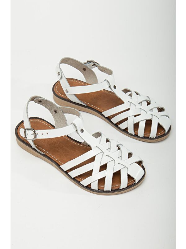 D002 Kadın Hakiki Deri Sandalet - Görsel 5