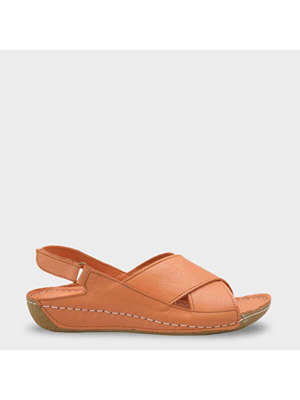 Capone Outfitters Florina Hakiki Deri Soft Konfor Kadın Sandalet