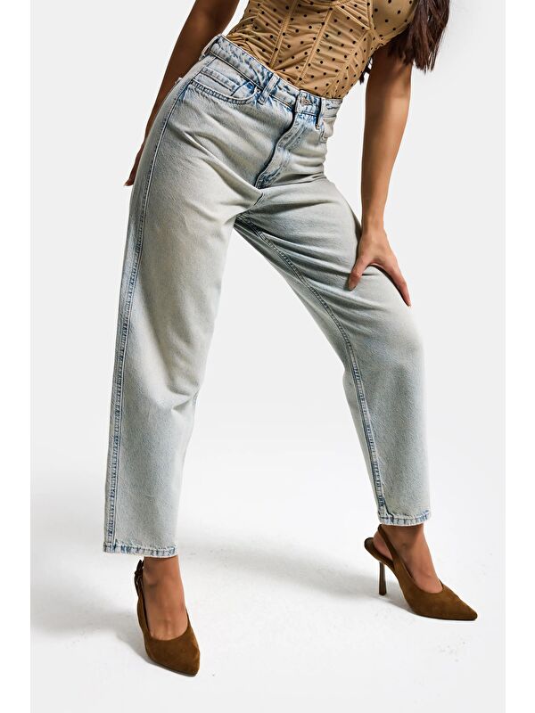 It's Basic Kadın Jean Rengi 4s6-75 Relax Fit %100 Pamuk Denim Jean