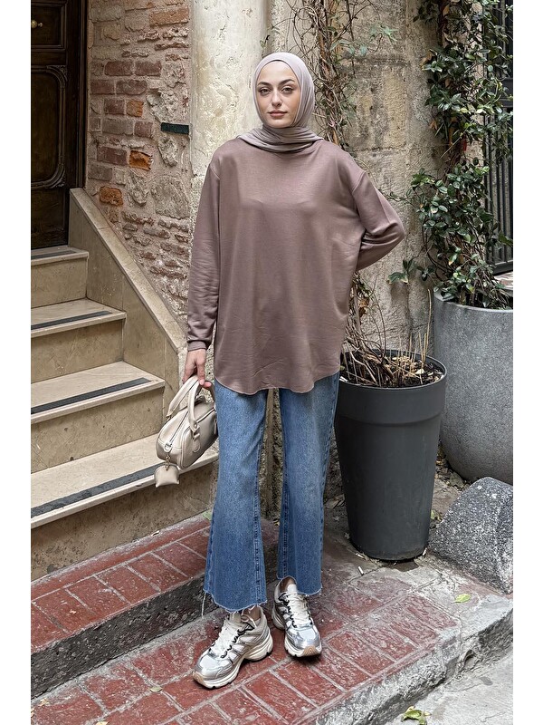 Lamelif Basic Sweat Kahverengi