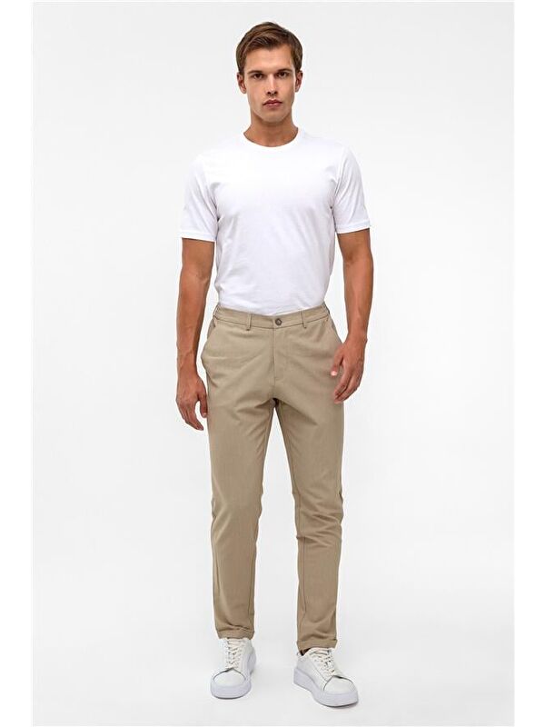 Süvari Bej Slim Düz Jogger Pantolon