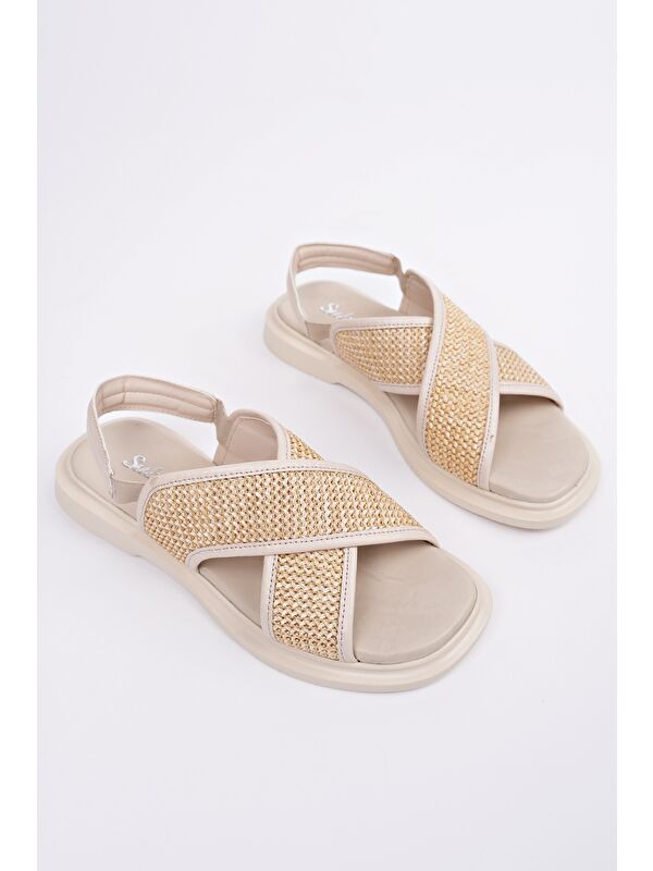 ELİSHA Lastikli Kadın Günlük Hasır Sandalet - Görsel 2