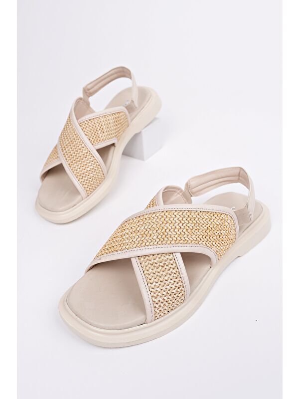 ELİSHA Lastikli Kadın Günlük Hasır Sandalet - Görsel 3