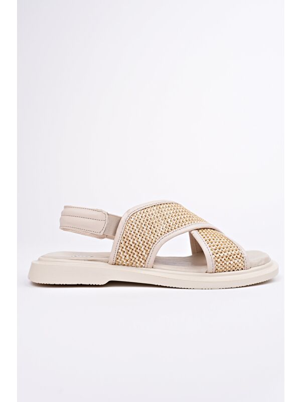 ELİSHA Lastikli Kadın Günlük Hasır Sandalet - Görsel 4