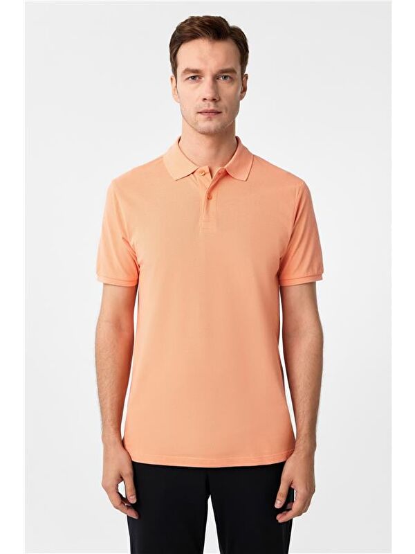 Süvari Sütlü Kahve Slim Armürlü Polo Yaka Tişört