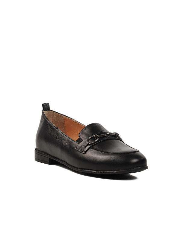 Siyah Hakiki Deri Kadın Casual Ayakkabı 44251 Z - Görsel 4