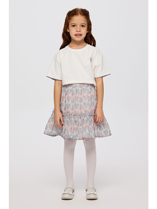 Panço Liberty Kumaş Çiçek Desenli Kız Çocuk Etek
