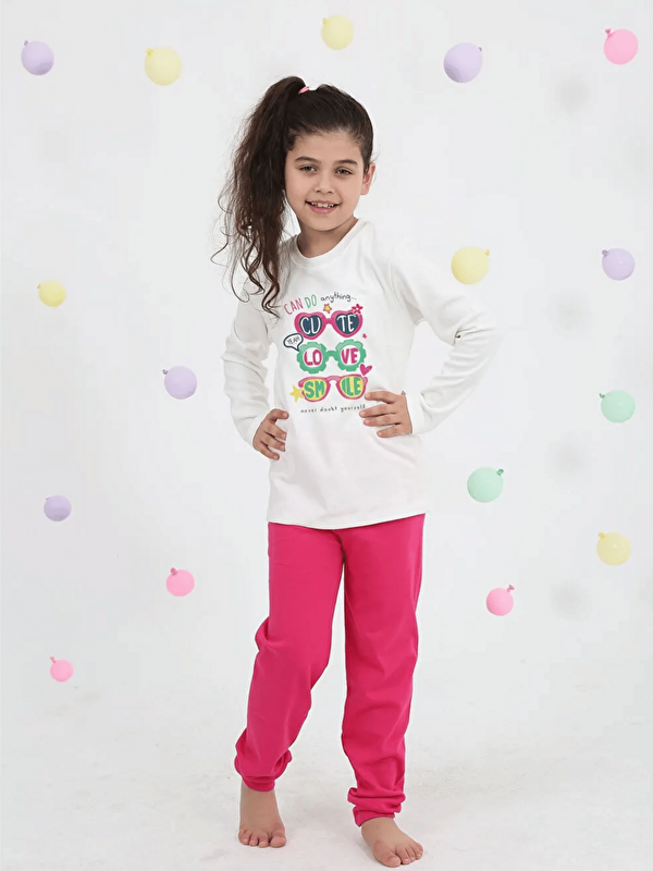 Luggi Baby Bisiklet Yaka Uzun Kollu Kız Çocuk Pijama Takımı