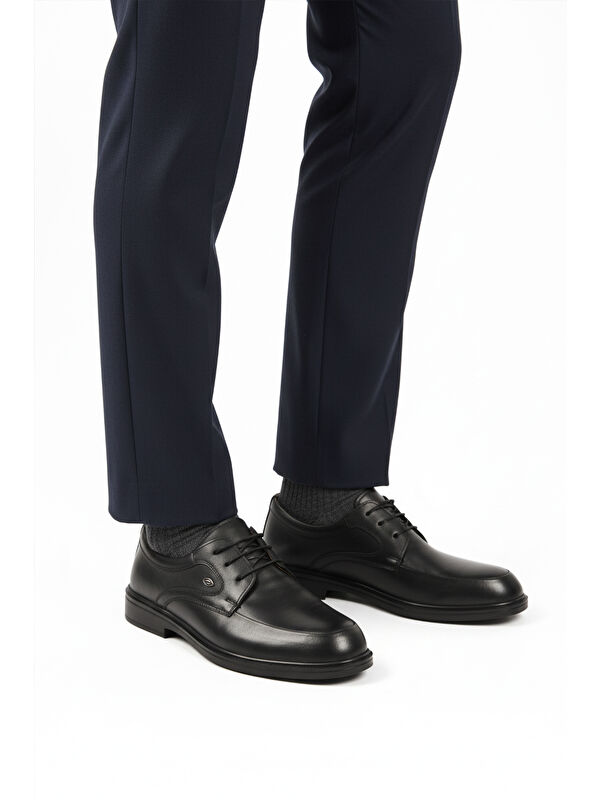 Siyah Hakiki Deri Erkek Casual Ayakkabı DSN 2037 M - Görsel 2