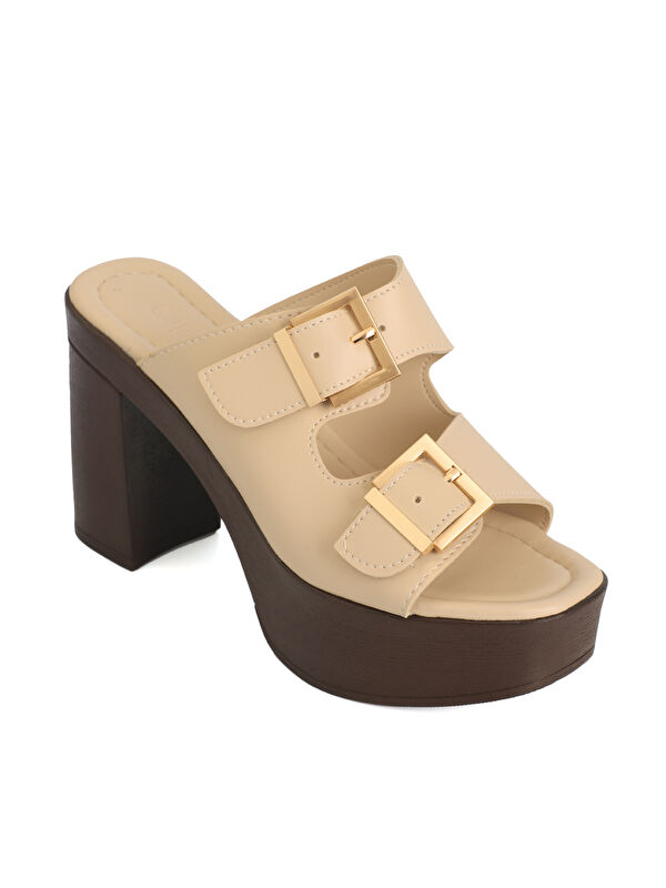 Capone Outfitters Rory Platform Çift Tokalı Kadın Terlik