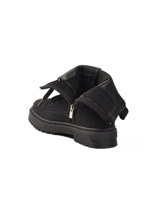 Siyah Nubuk İçi Polarlı Fermuarlı Uzun Kaymaz Taban Kadın Bot 23002 Z - Görsel 5