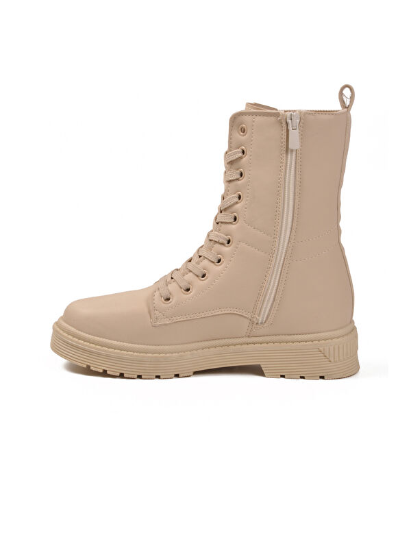 Bej İçi Polarlı Fermuarlı Uzun Kaymaz Taban Kadın Bot 23002 Z - Görsel 3