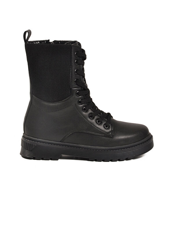 Siyah İçi Polarlı Fermuarlı Uzun Kaymaz Taban Kadın Bot 23002 Z - Görsel 3