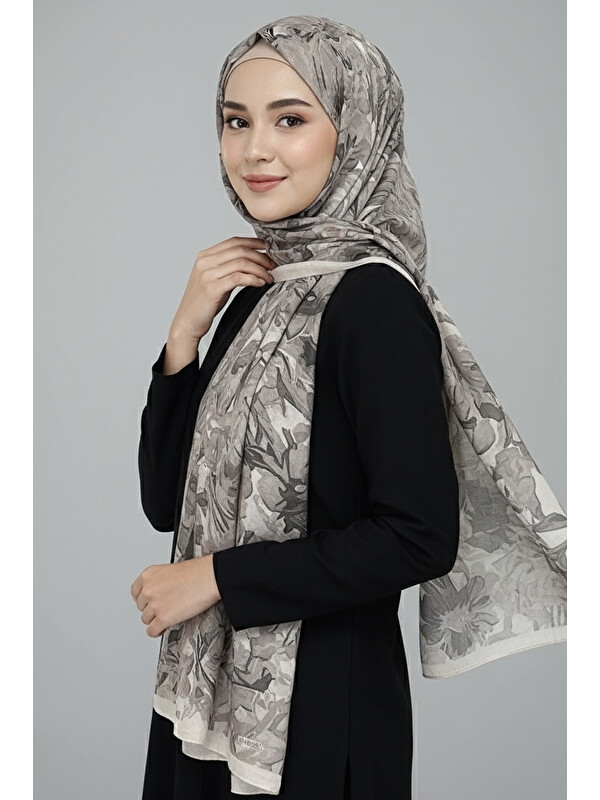 Tofisa Elegance Flora Serisi Bambu Crash Şal Bej - 28003-BEJ