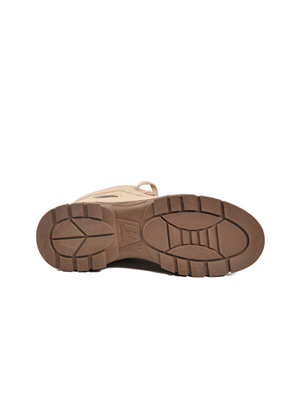 Bej İçi Kürklü Kaymaz Taban Fermuarlı Bağcıklı Kadın Bot 24090 Z - Görsel 6