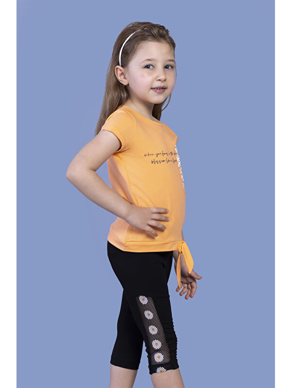 Toontoykids Kız Çocuk Papatya Desenli Baskılı Taytlı Takım