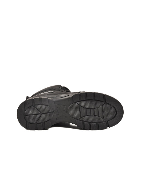 Siyah Nubuk İçi Kürklü Kaymaz Taban Fermuarlı Bağcıklı Kadın Bot 24090 Z - Görsel 6