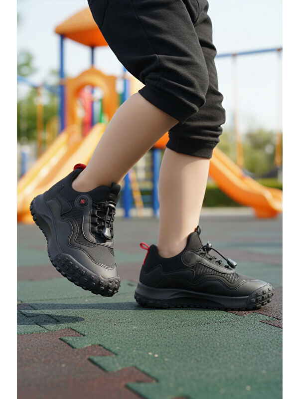 Siyah Lastik Bağcıklı Erkek Çocuk Spor Ayakkabı G63 Kids F - Görsel 4